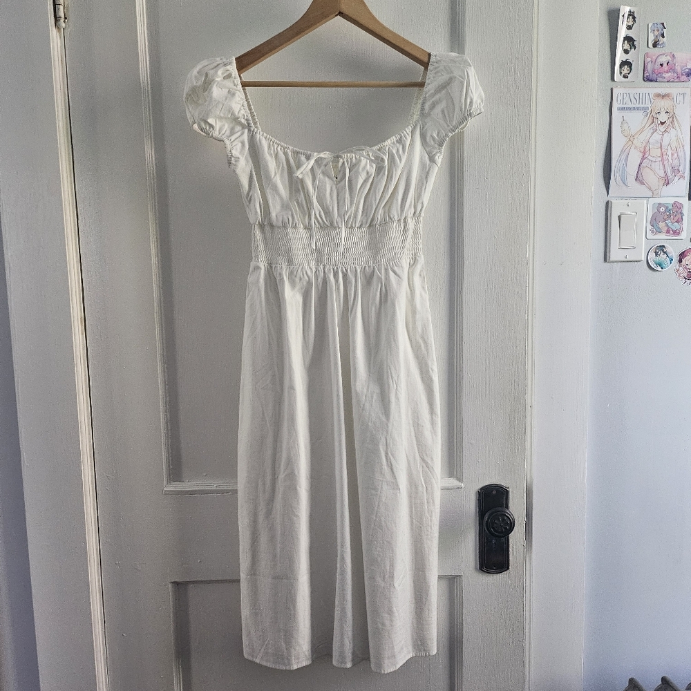 Reformation White Arna Cotton Midi Dress